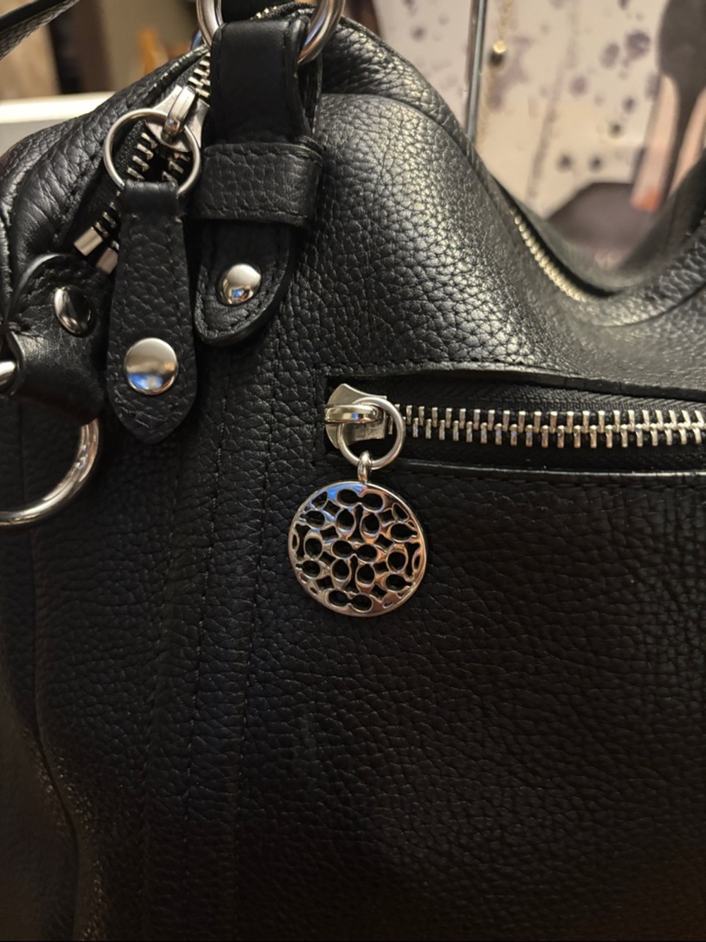 Coach Madison Alexandra Black Pebbled Leather Tote - Picture 4 of 13